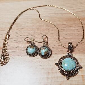 Studio Barse Genuine Turquoise Pendant and Earring Set